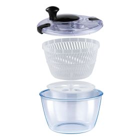 VEVOR Glass Salad Spinner, 4.75Qt, One-handed Easy Press Large Vegetable Dryer Washer, Lettuce Cleaner and Dryer with High Borosilicate Glass Bow