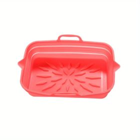 Rectangular Air Fryer Liners; Foldable Silicone Tray; Air Fryer Accessories; Reusable Grill Plate; Heat Resistant Microwave Silicone Plate; Home (Color: Red, Quantity: 2)