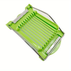 1pc; Multifunctional Luncheon Meat Cutter; Stainless Steel Egg Cutter; Cutting 10 Pieces For Fruit Onion Soft Food Roast Legs; Spam Slicer; Kitch (Color: Green Luncheon Meat Slicer)