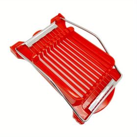 1pc; Multifunctional Luncheon Meat Cutter; Stainless Steel Egg Cutter; Cutting 10 Pieces For Fruit Onion Soft Food Roast Legs; Spam Slicer; Kitch (Color: red lunch meat slicer)