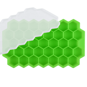 1pc Ice Tray Mold Honeycomb Silicone Ice Tray Hexagonal Ice Tray 37 Honeycomb Ice Trays (Color: green)