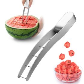 1pc Watermelon Cutter Slicer, Stainless Steel Watermelon Cube Cutter Quickly Safe Watermelon Knife, Fun Fruit Salad Melon Cutter For Kitchen Gadg (Items: Watermelon Slicer)