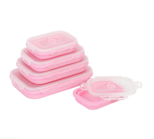 Reusable Pizza Storage Container with  Microwavable Serving Trays - Adjustable Pizza Slice Container to Organize & Save Space - BPA Free, Microwa (Color: Pink, size: 350ML)