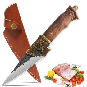 Qulajoy Boning Knife - Hand Forged Camping Knife 7Cr17MOV Blade - Dragon Head Handle And Leather Sheath - Unique Dragon Style - Viking Knife For (size: Multiuse Knife)