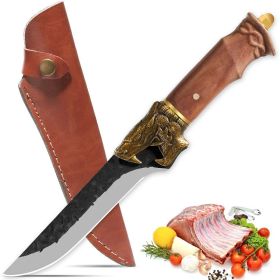 Qulajoy Boning Knife - Hand Forged Camping Knife 7Cr17MOV Blade - Dragon Head Handle And Leather Sheath - Unique Dragon Style - Viking Knife For (size: Boning Knife)