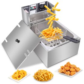 Electric Fryer Silver Stainless Steel Single Cylinder (Option: Argent)